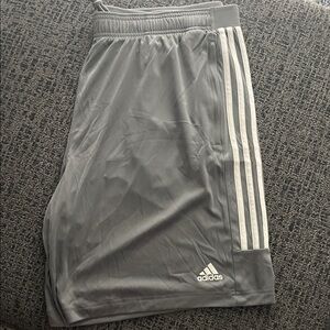 Adidas Gray Shorts with White Stripes